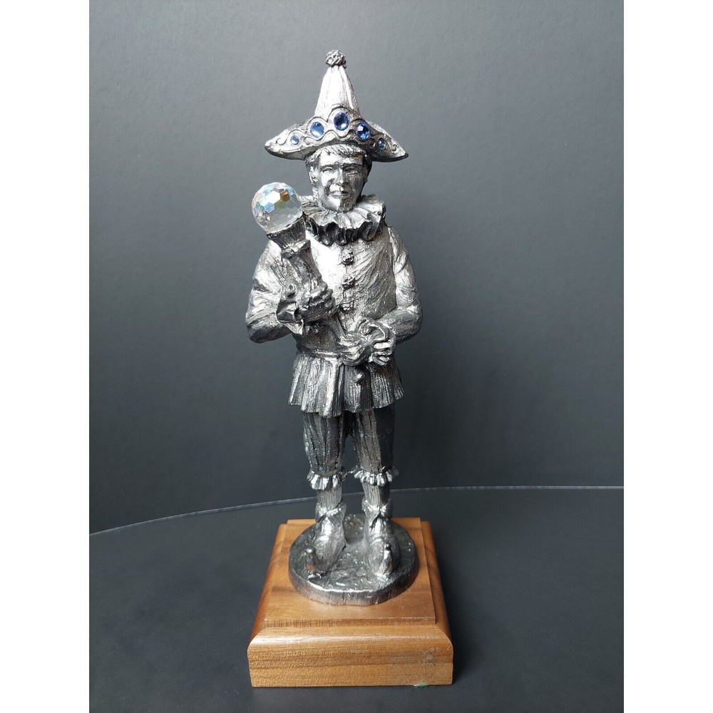 1989 Michael Ricker Pewter Clown w/ Crystal Ball Scepter 9" SIGNED 261/2300